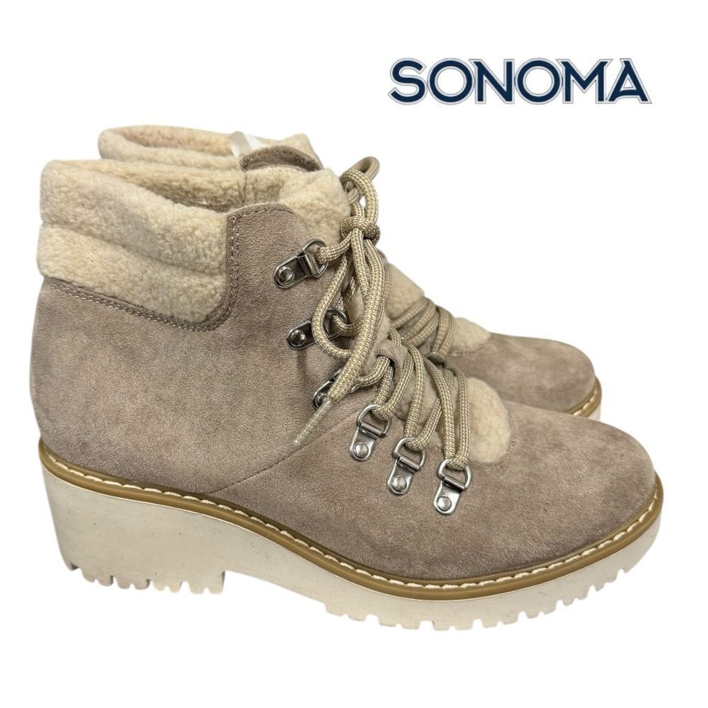Sonoma Goods For Life Ortholite Eco Women's Taupe Suede Ankle Boots Booties 9